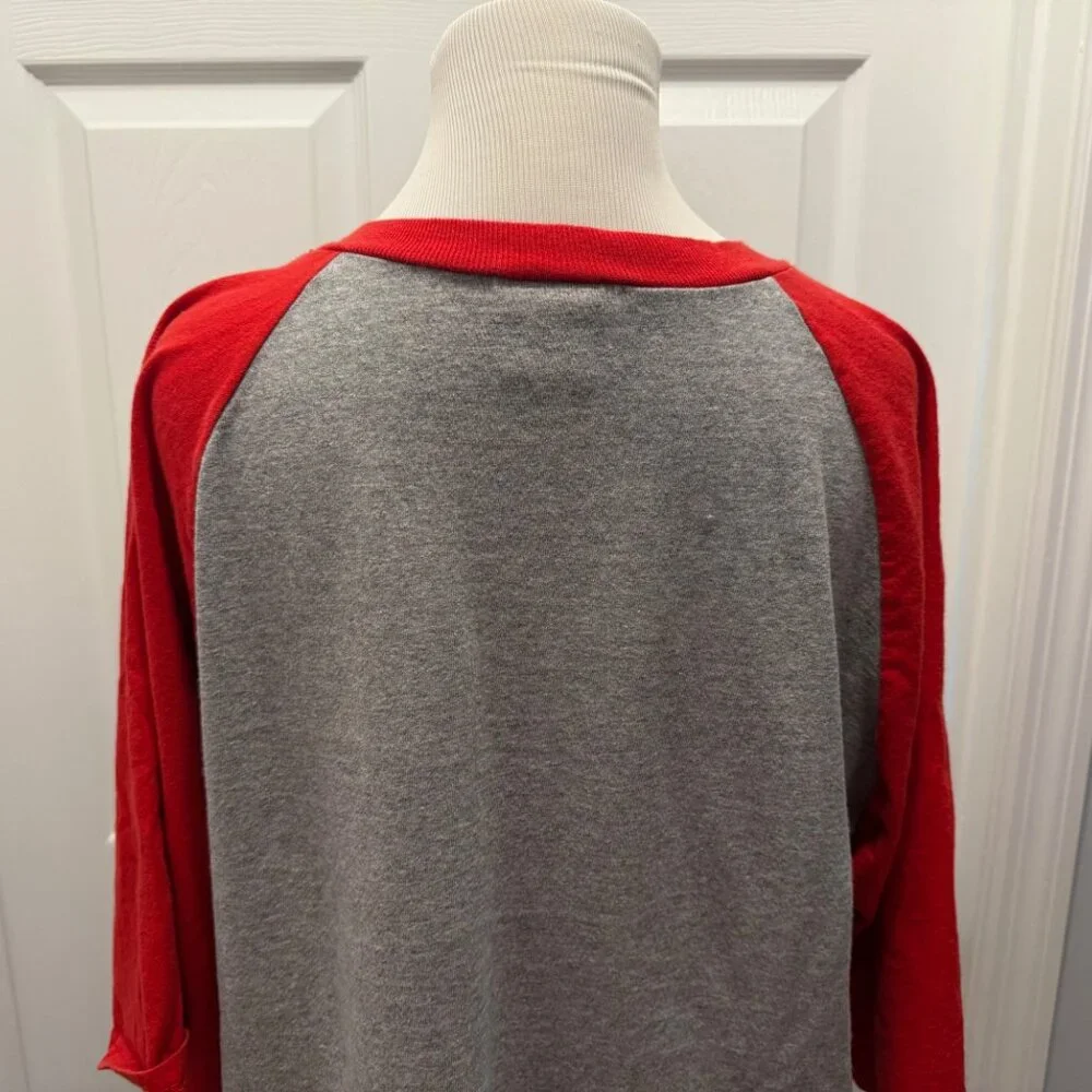 Cracker Jack Unisex TShirt, Size Adult L by Delta Pro Weight, Gray w/ Red Sleeve
